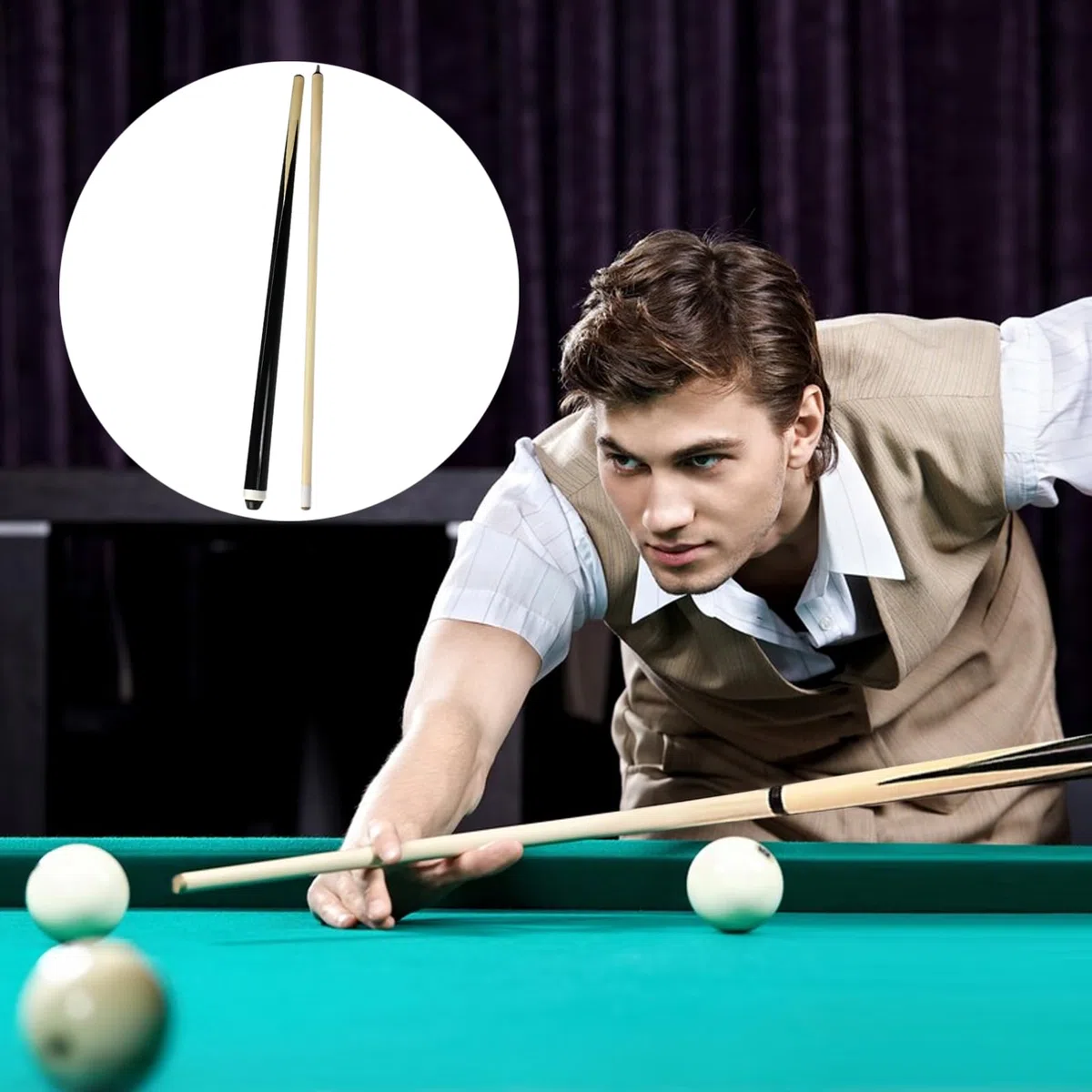 Bâtons de queue de billard professionnels en bois d'érable - 145 cm - Ergonomique - Fournitures de billard en bois d'érable professionnel - Fournitures de billard élégantes pour la pratique des matchs