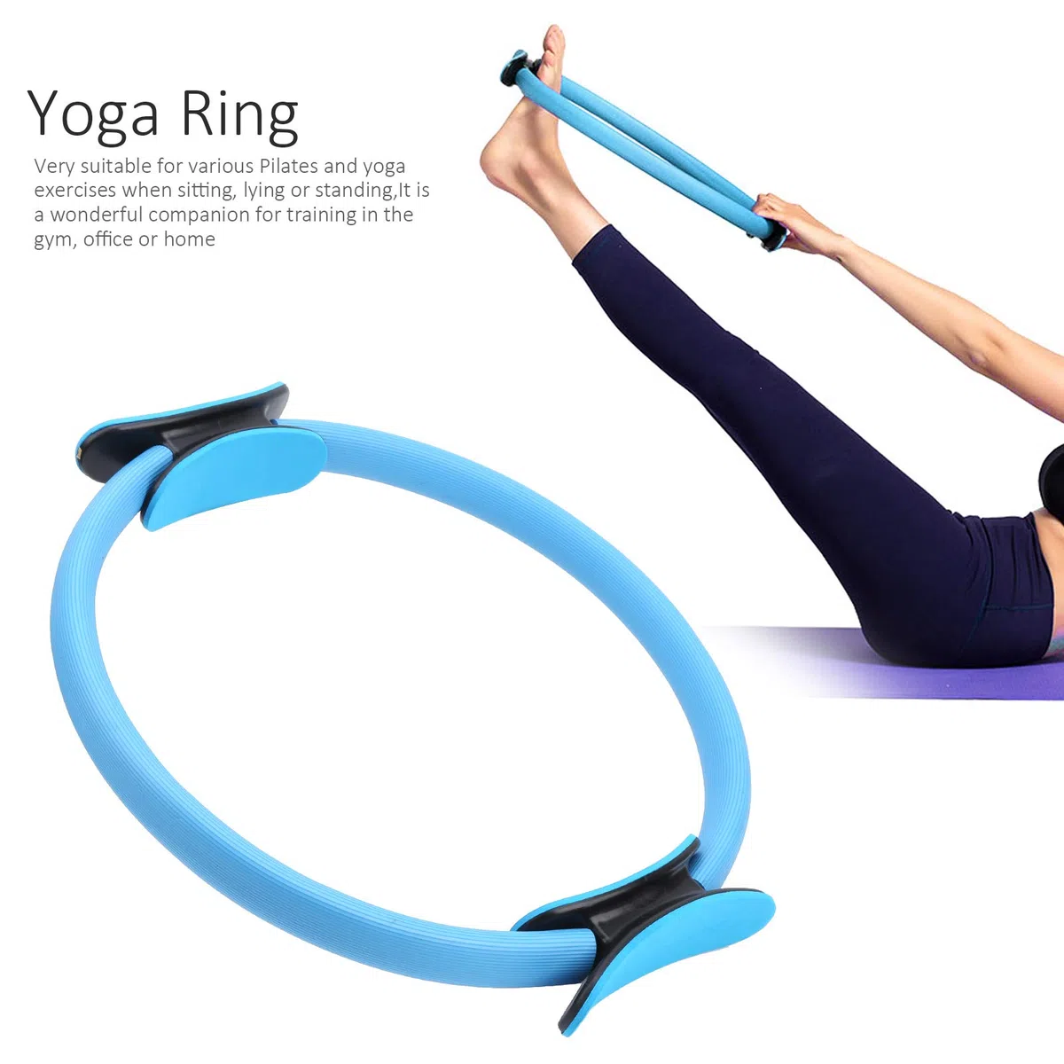 POENVFPO Anneau de Pilates Fitness, Cercle de Résistance Léger pour Yoga à Domicile, Entraînement des Cuisses Jambes et Fesses (Bleu)