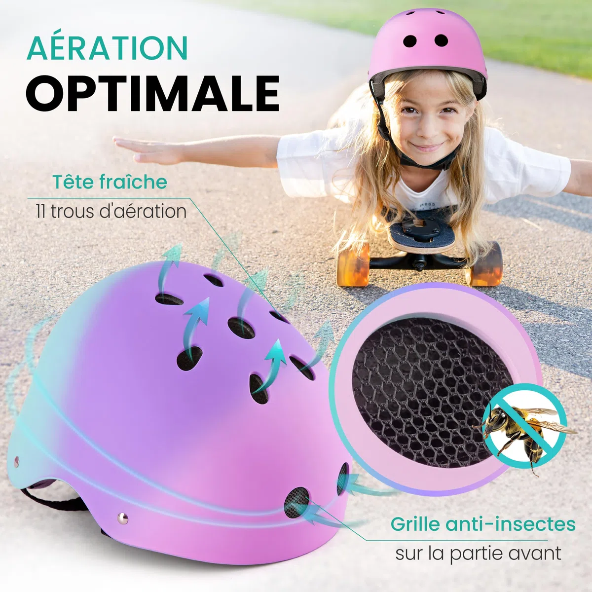99FLIPS Casque Velo Enfant 3-12 Ans - GS certifié par TUV Rheinland - Casque Trotinette de Marque Allemande - Vélo Skateboard Patins à roulettes Roller