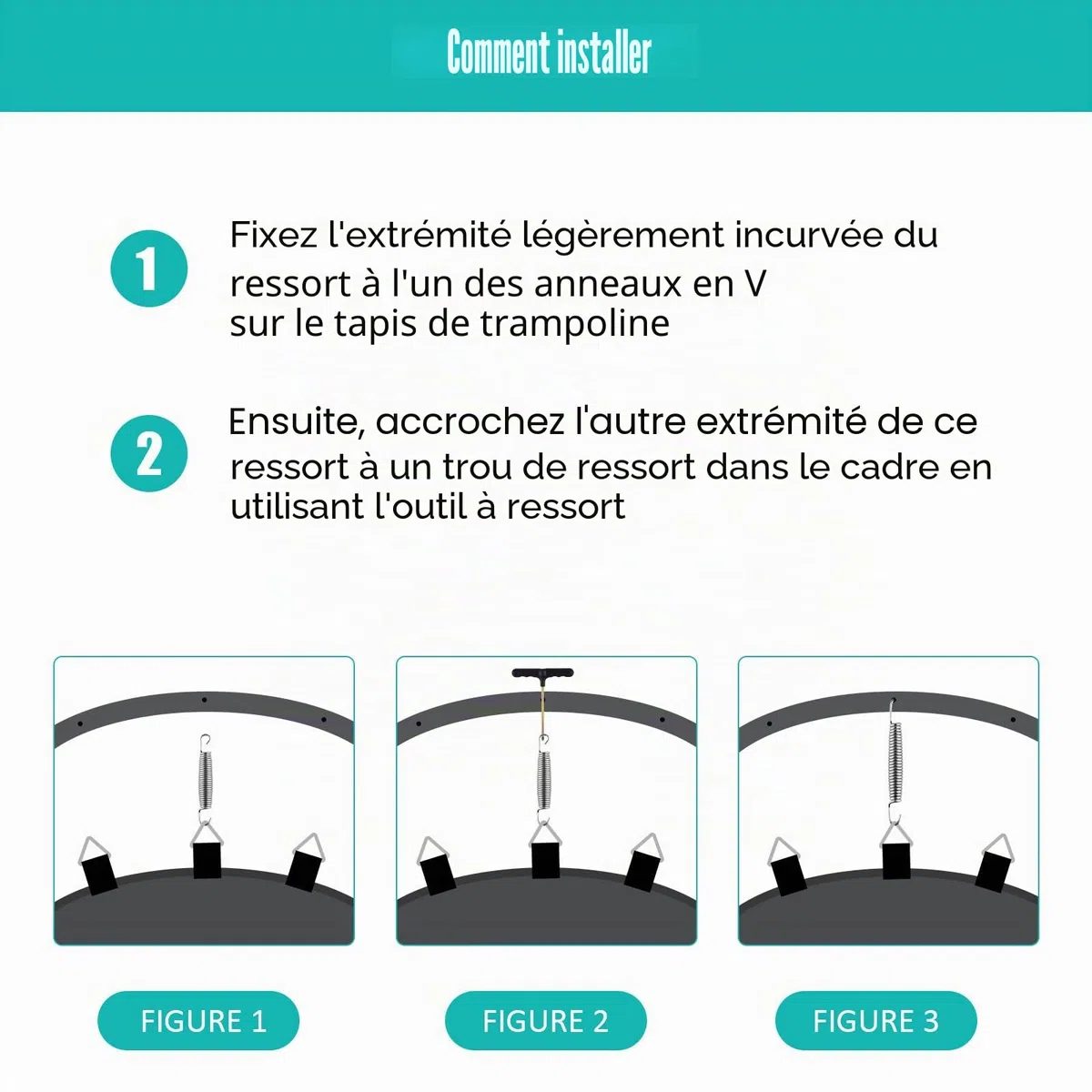 Lot de 12 Ressorts de Trampoline Robustes de 14 cm en Acier Inoxydable