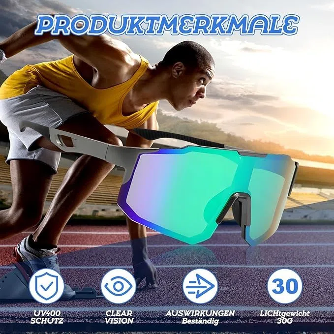 2 Pièces Lunette de Vitesse Homme et Femme Lunette Vitesse UV400 Lunettes Vitesse Homme pour Activités de Plein air Comme Le Cyclisme, La Course L'escalade La Pêche, Bleu + Rouge