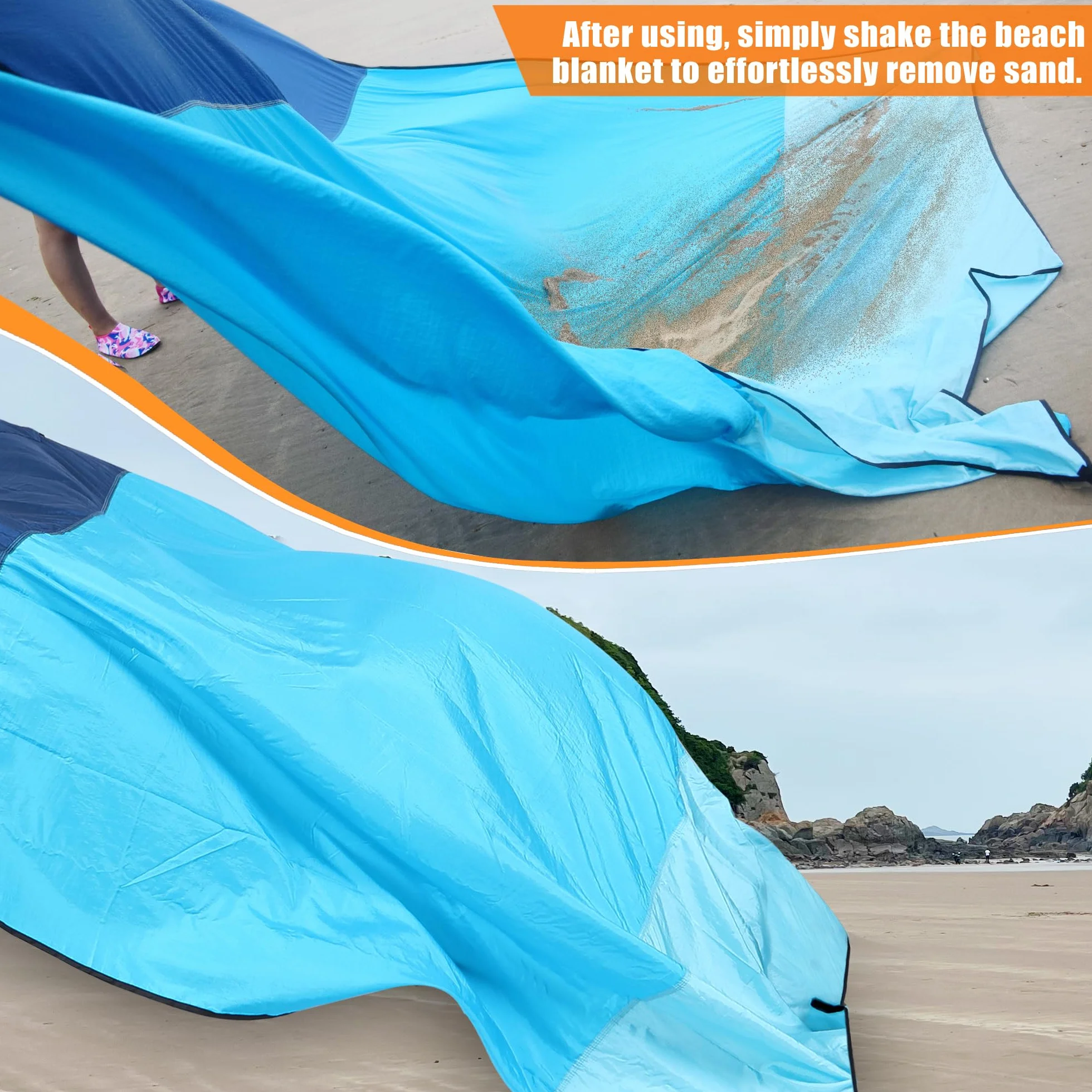 AnorTrek Couverture de Plage sans Sable, Grande Serviette de Plage imperméable,300 x 300 cm, Couverture de Plage sans Sable à séchage Rapide, légère, Douce et Durable