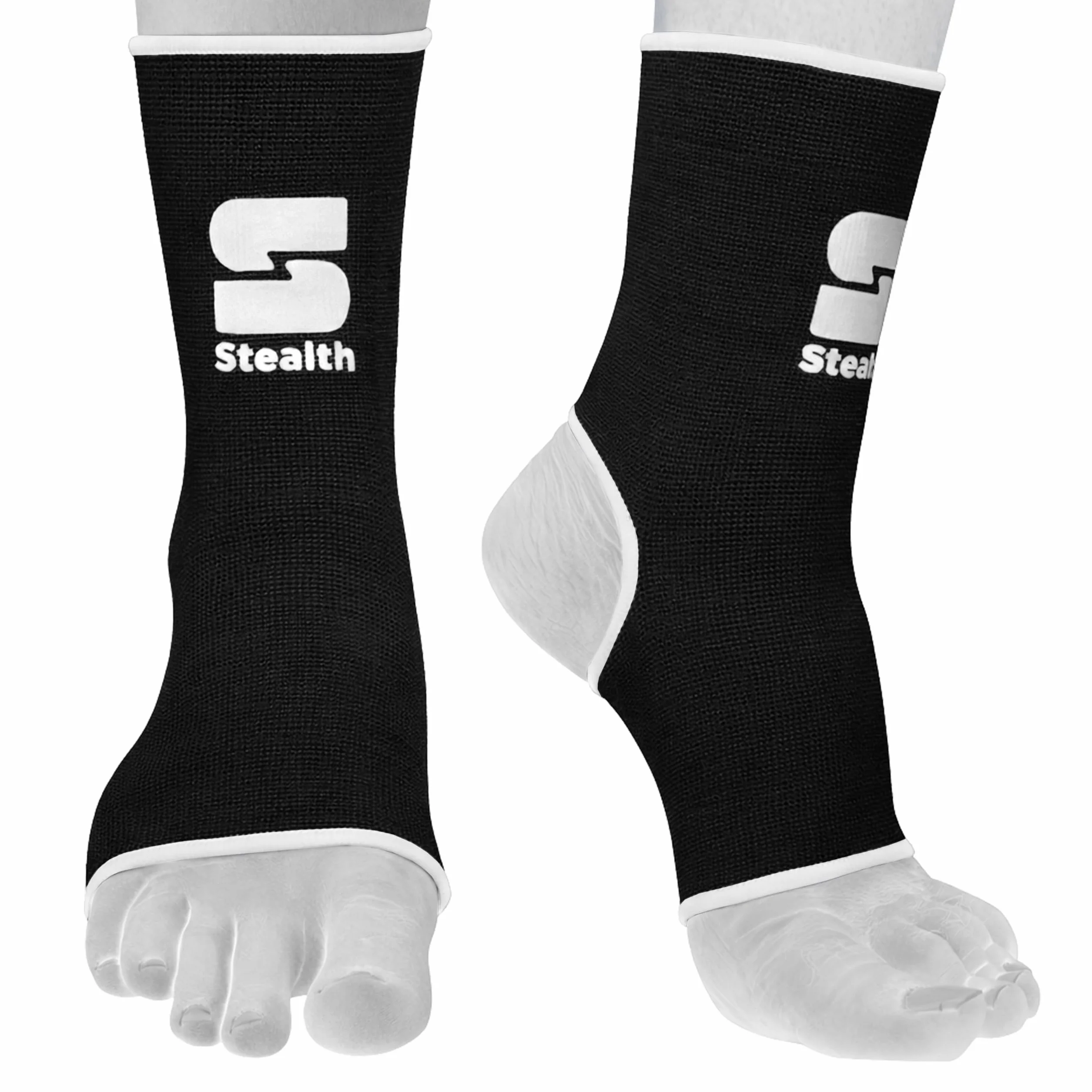 Support de Cheville | Compression Durable pour MMA, Muay Thaï, Kickboxing et entraînement en Salle | Conception Flexible, Respirante et antidérapante pour Une stabilité maximale (White, L/XL)