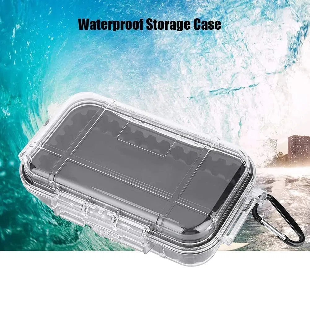 Agatige 19x12x5cm/7.5x4.7x2 Pouces Boîte Sèche étanche et Hermétique, Boîte de Rangement, Boîte D'organisation du Matériel, étui de Transport Antichoc pour le Camping, la Pêche (Transparent)