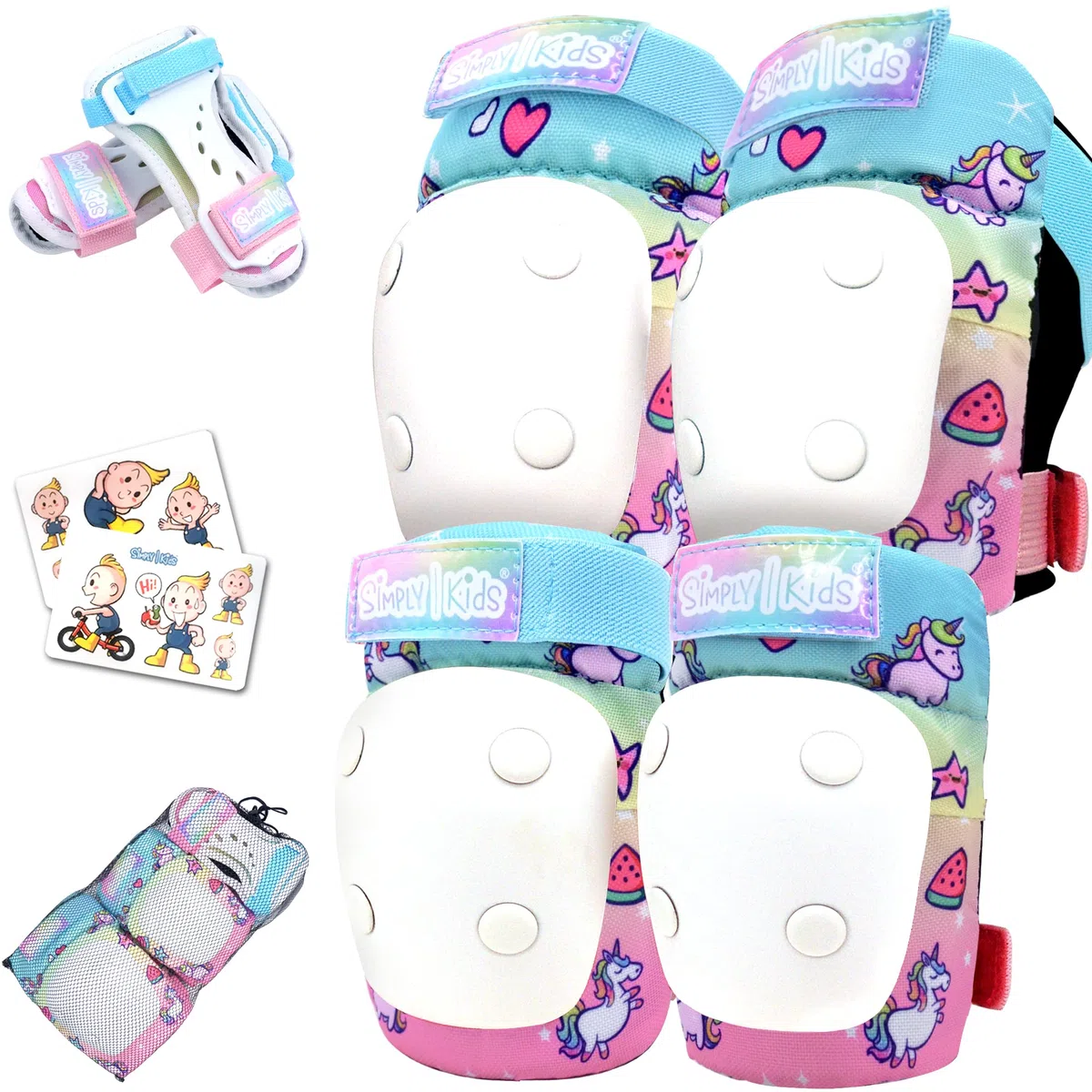 Simply Kids Protection Roller Enfant I Genouillère Coudières et Protège-Poignets pour Fille Garçon I Protection Skateboard Enfant avec Sac Mesh I Vélo Trotinette Draisienne Ski Patinage