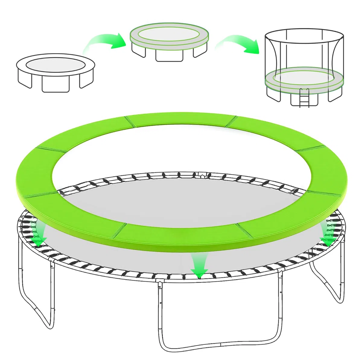Housse de protection pour trampoline - Diamètre : 305 - 366 cm - Protection des ressorts - Protection des bords - Accessoire de trampoline