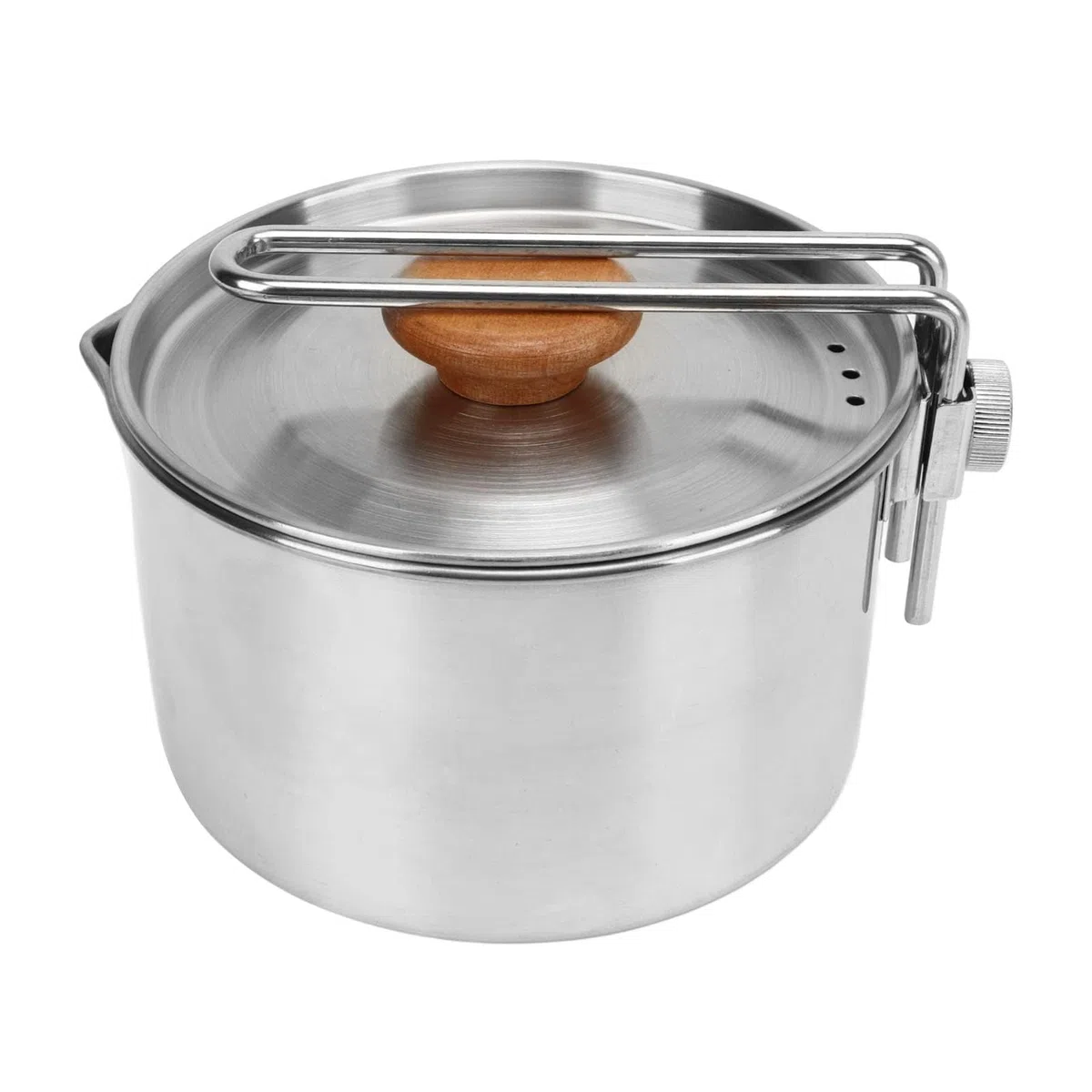 1L Marmite de Camping, Bouilloire de Camping Inoxydable Avec Poignée et Couvercle Pliables Batterie de Cuisine Portative pour Poêle à Pique-nique Casserole de Cuisson pour Feu de Camp