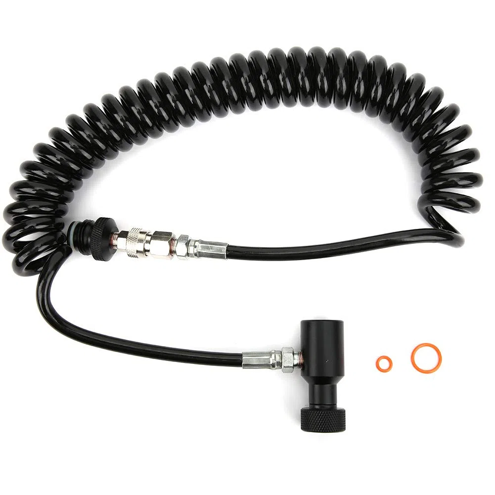Jenngaoo Tuyau à Distance, Tuyau de Bobine d'air en Aluminium Paintball Bobine à Distance Joint Torique Ligne à Distance pour Réservoir de Bouteille d'Oxygène Co2-G1/2