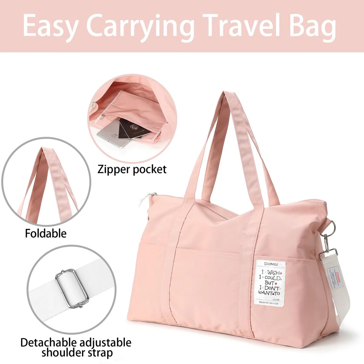 Sac de Voyage, 50 x 20 x 35 Ryanair Pliable Valise Cabine Sac de Bagage, Imperméable Sacs de Sport Fitness, Léger Sac de Week-End pour Femme