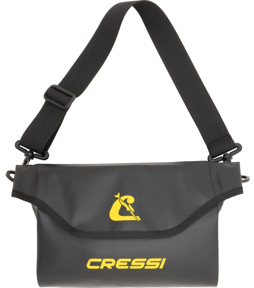 CRESSI Depuis 1946 - Wombat Pouch Black Sac Banane Multifonction étanche en PVC Tarpulin Noir pour Transport et Protection d’Objets et Accessoires Contre Eau Sable poussière et humidité