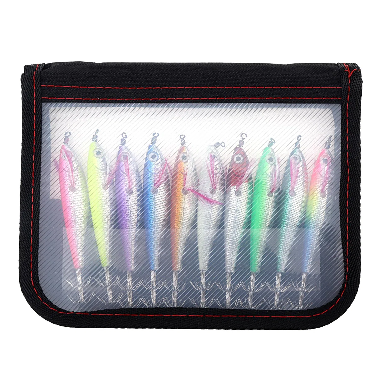 Lot de 10 leurres de pêche au calmar, leurres de pêche aux appâts durs pour crevettes, leurres de pêche au Poulpe aux crevettes pour la pêche au calmar de Poulpe de seiche