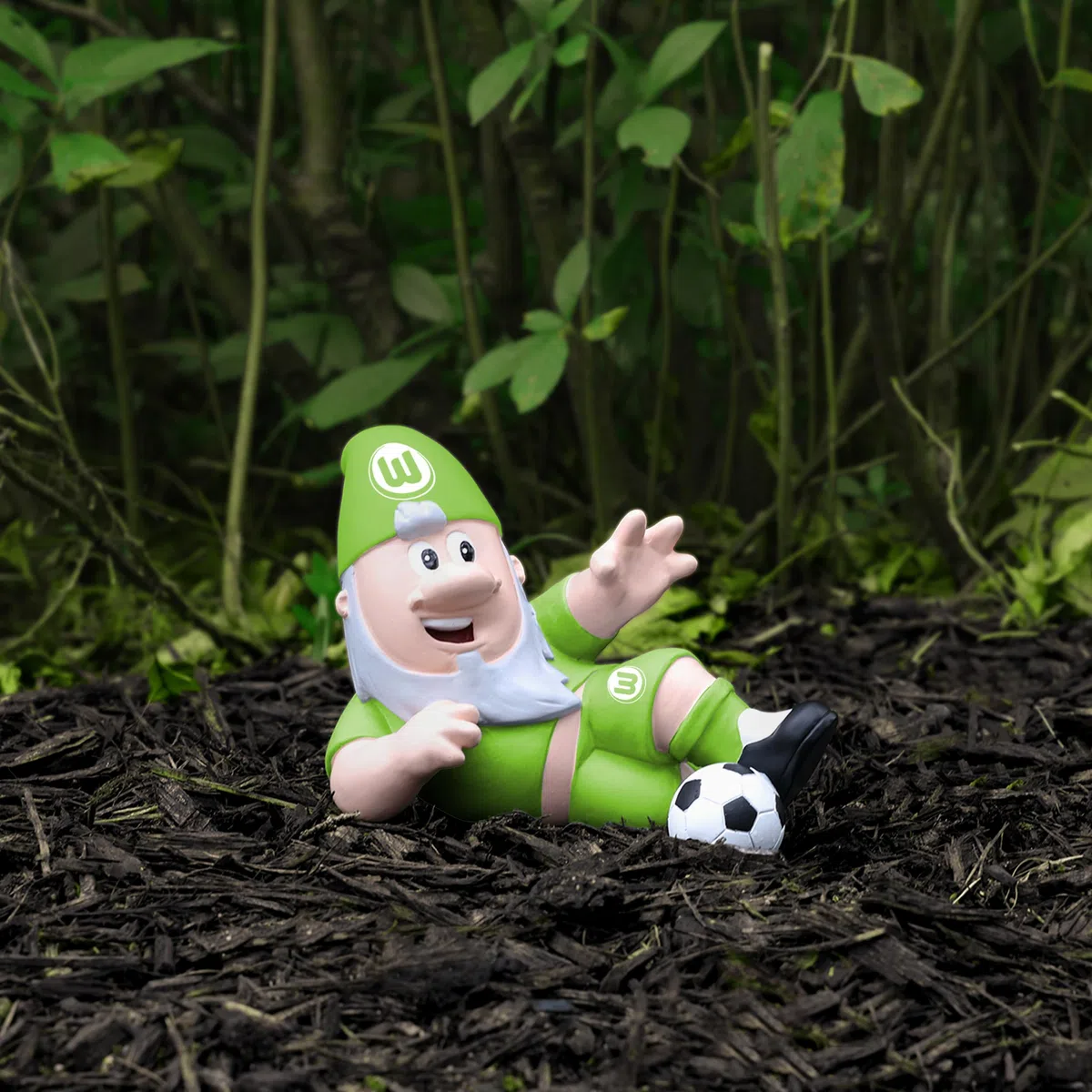 FOCO Offizielles Lizenzprodukt VFL Wolfsburg Grätschender Fußball-Gartenzwerg