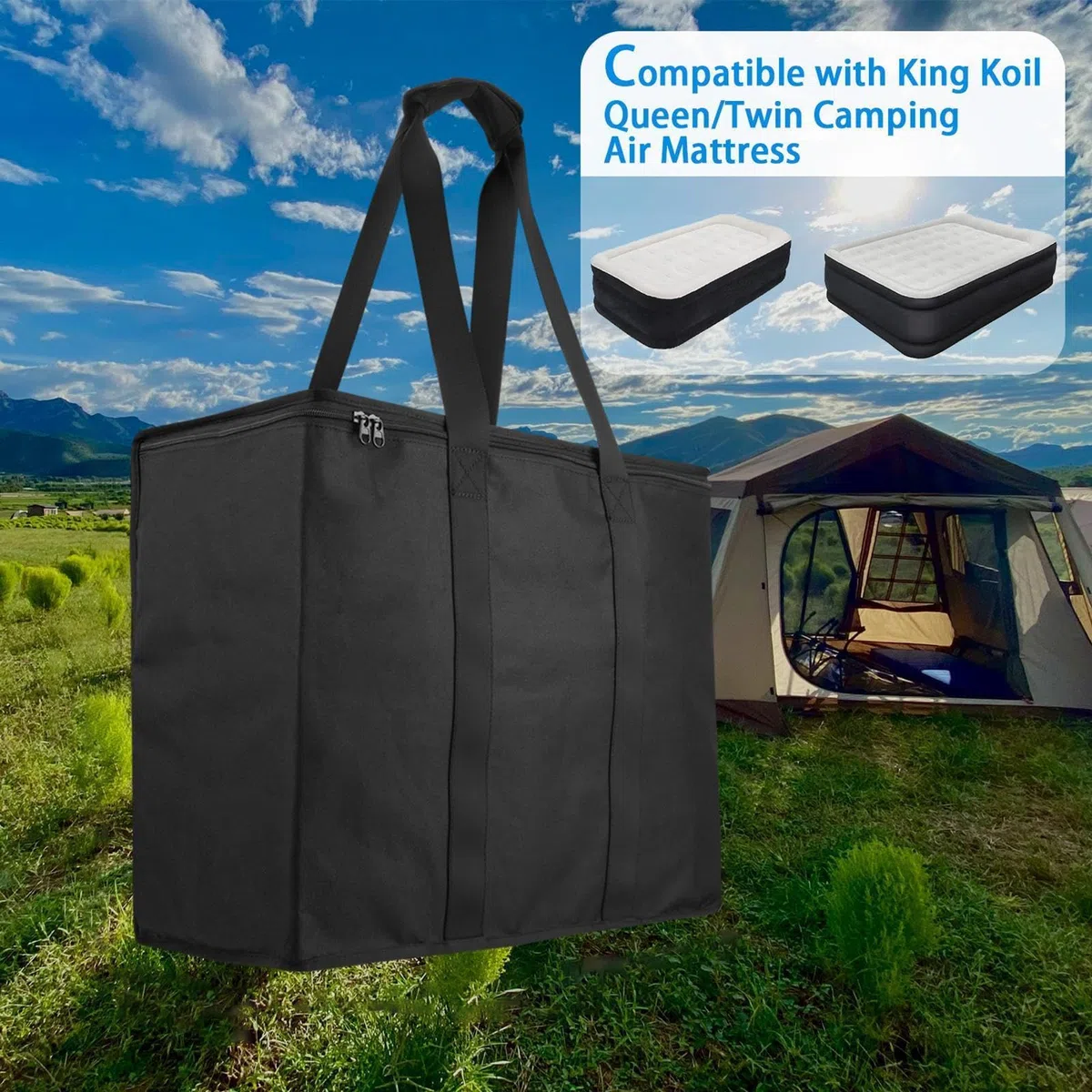 Sac de matelas avec poignées, sac de rangement de matelas en camping | Sac de matelas pliant à poussière en nylon - Poux de rangement de camping, organisateur de transport résistant à l'usure pour voy