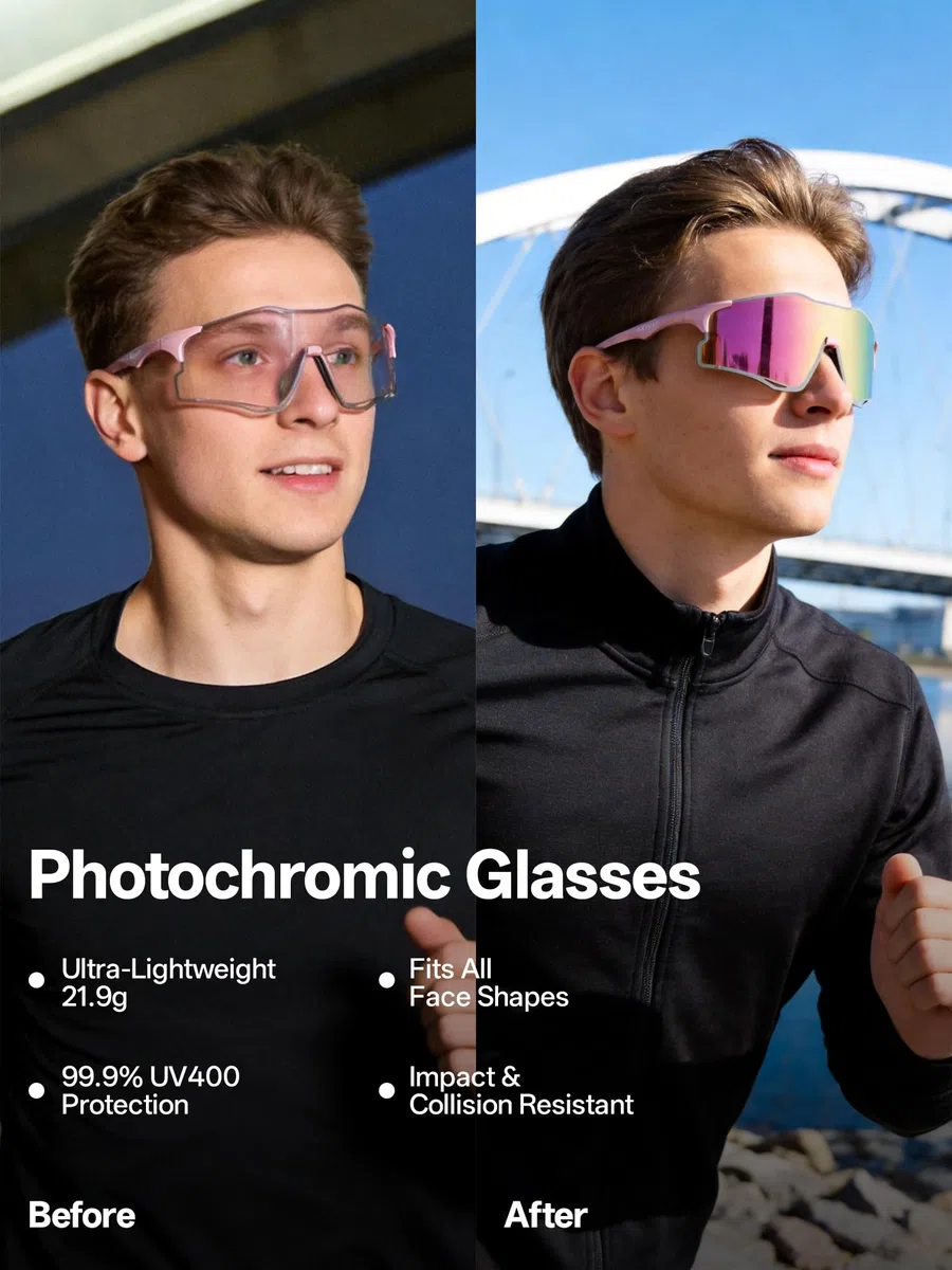 SCVCN Lunettes de running pour homme et femme, lunettes de sport légères sans monture 21,9 g avec verre PC ventilé
