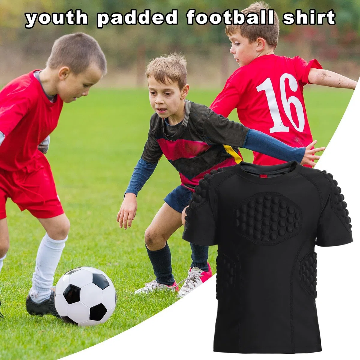 Protecteur de côtes de Football pour garçons rembourré, protège-Poitrine de Baseball pour Jeunes | Chemise de Protection rembourrée côtelée de Baseball,Chemises rembourrées pour à Manches