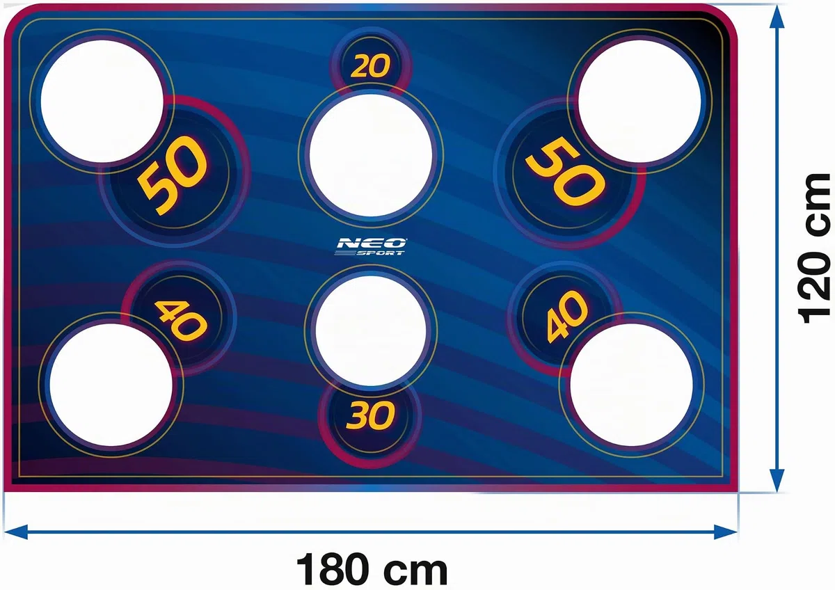 Neo-Sport But de Football Trainer - 180 x 120 cm - Tapis de Football avec Trous de tir - Imperméable - Bleu