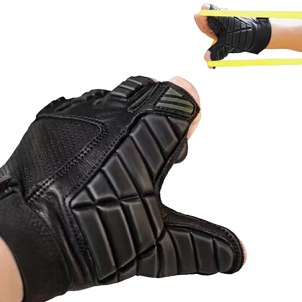 tetotak Gant de tir professionnel sans cadre, accessoires d'entraînement à la chasse, matériau en peau de chèvre, protection supérieure des mains, bande tube plat pour l'extérieur