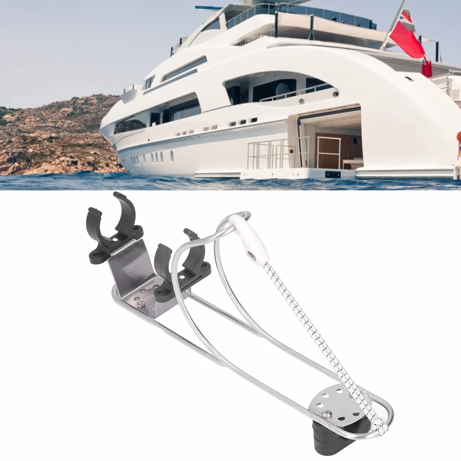 Support de fer à cheval pour bouée de sauvetage, support de bouée de sauvetage marine pour bateau, sélection d'angle arbitraire en métal, résistant aux collisions, petit volume pour le
