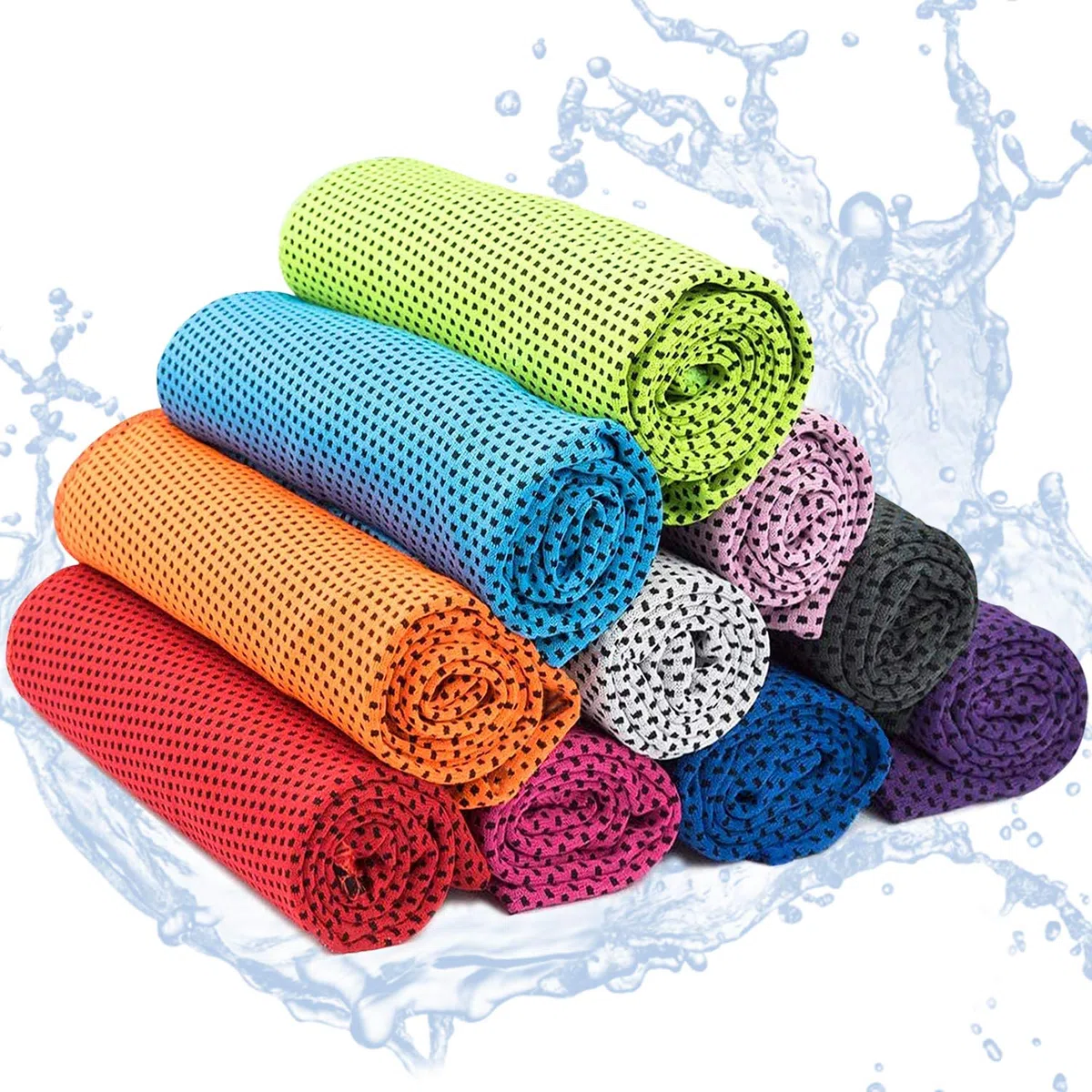 Yisscen 10 PCS Serviette rafraîchissante, Serviette rafraîchissante en Microfibre, Serviette de Refroidissement, Serviette de Sport, pour Le Yoga, Le Golf, la Plage, l'entraînement, Les Voyages