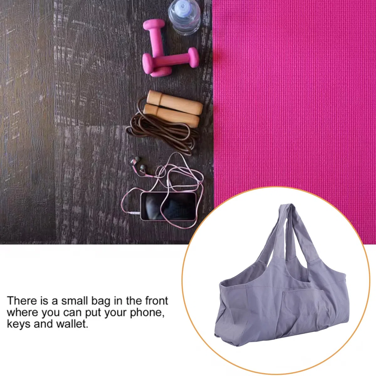 SOONHUA Sac de Yoga, Gym Grande Sac de Sport avec Poche Latérale, Matériau en Toile, Compatible avec la Plupart des Tailles de Tapis, Violet