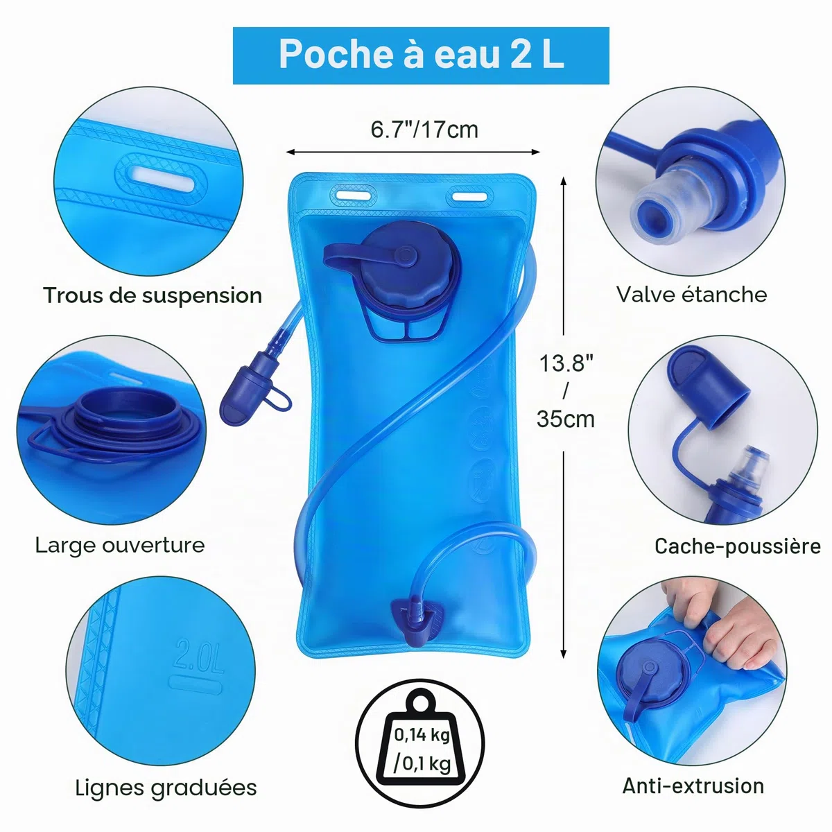 Sac à Dos Hydratation Marathoner avec Poche à Eau 2 L, Gilet Hydratation Running Ultraléger, Sac Eau Running de Camping Randonnée Trail Sport