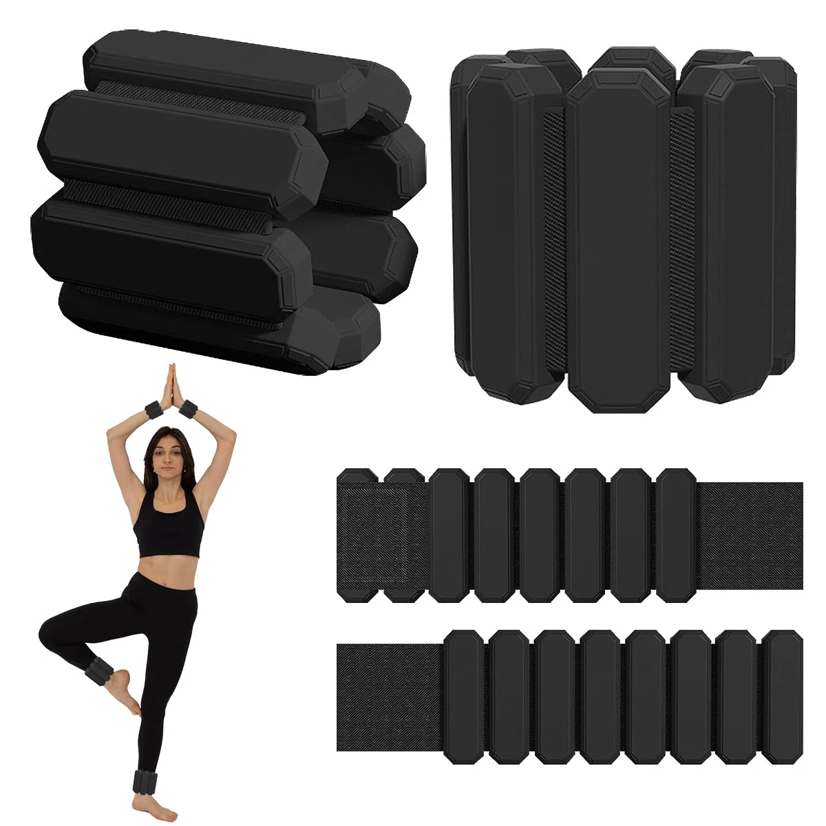 Lot de 2 Poids Poignets, Poids Cheville, Réglables pour Entraînement à Domicile, Yoga, Course à Pied, Musculation, Exercices (1LB Chacun)