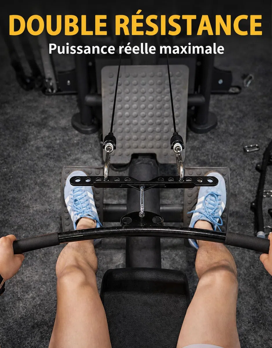 Adaptateur 2:1 pour Accessoires de Câble, Barre LAT Pulldown réglable, Accessoires pour Machines à Câbles de Gym – 15/21/39/58/89cm
