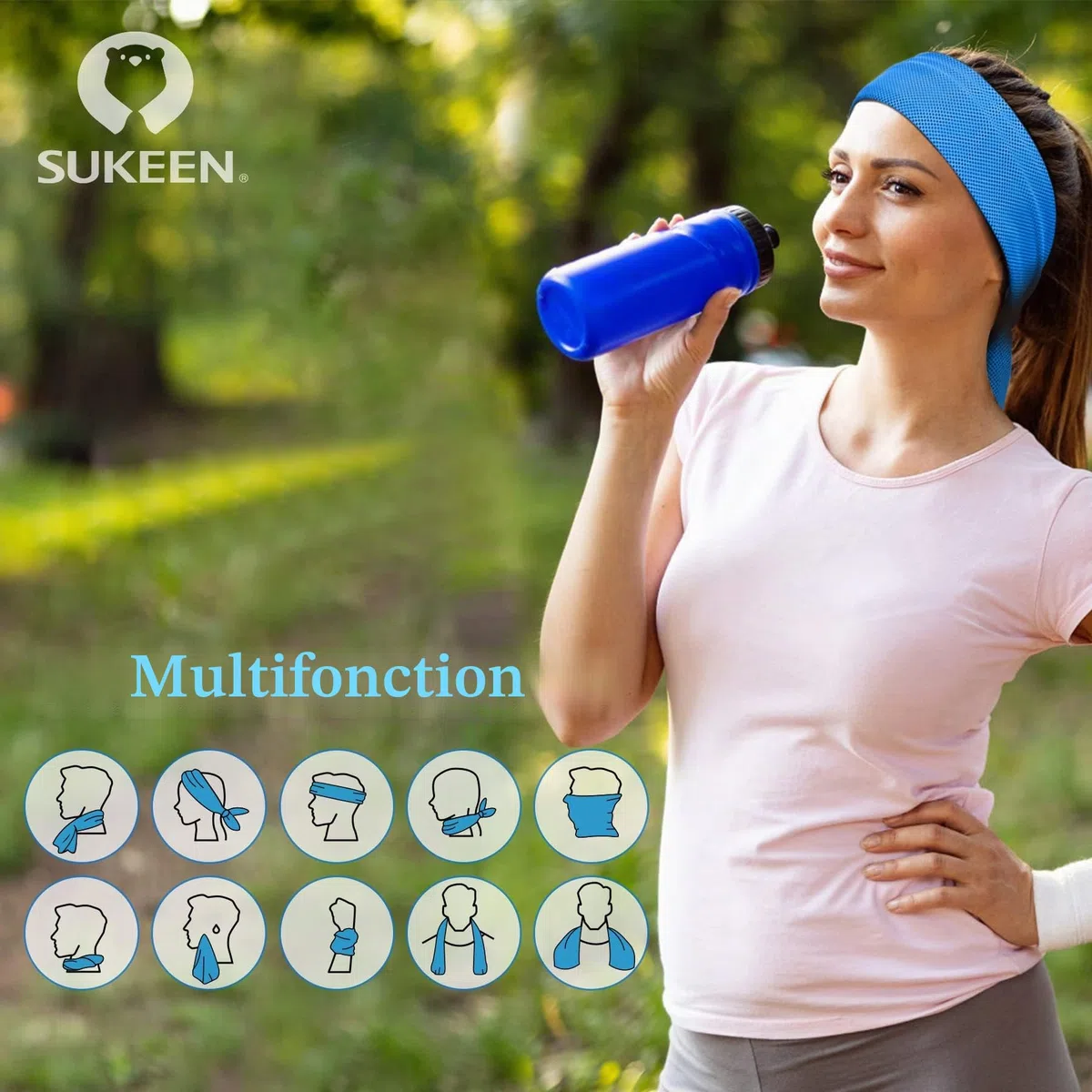 Sukeen Serviette de Refroidissement, 100x30cm Lot de 4 Serviettes Rafraîchissantes pour Le Cou, Serviette Sport Microfibre, Cooling Towel pour Entraînement, Fitness, Sports, Voyages, Yoga, Golf