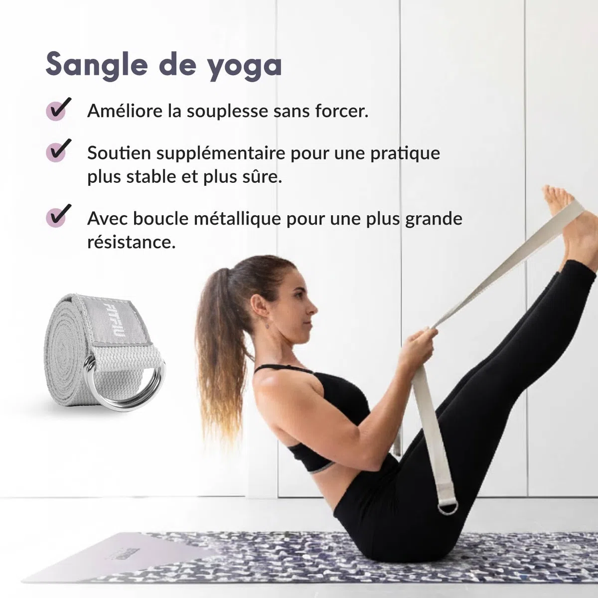 Fitfiu Fitness KITWELL-601 Pack de 6 Accessoires Yoga Pilates Couleur Lila avec Tapis, Bloc, Anneau, Sangle et 2 Masseurs Inclut Guide d’Exercices Wellness