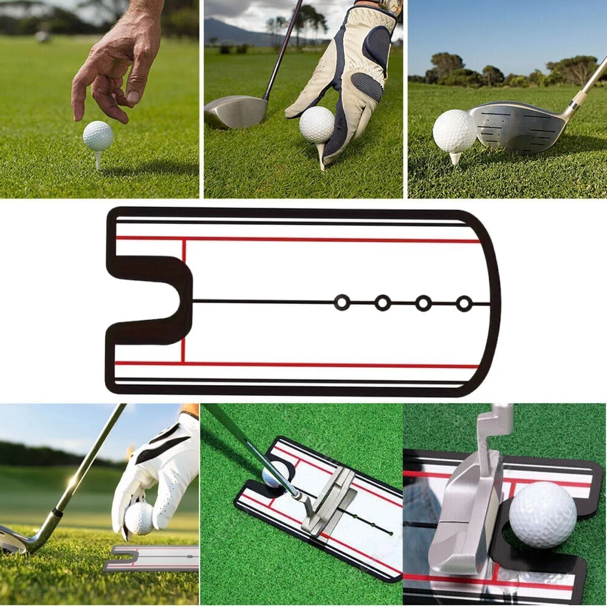 MiroirdeGolf,Aide à l'entraînement pour Le Golf avec Ligne de Putter, Miroir d'entraînement de Putting de Golf, Miroir d'alignement pour débutants, 30 cm x 14,5 cm