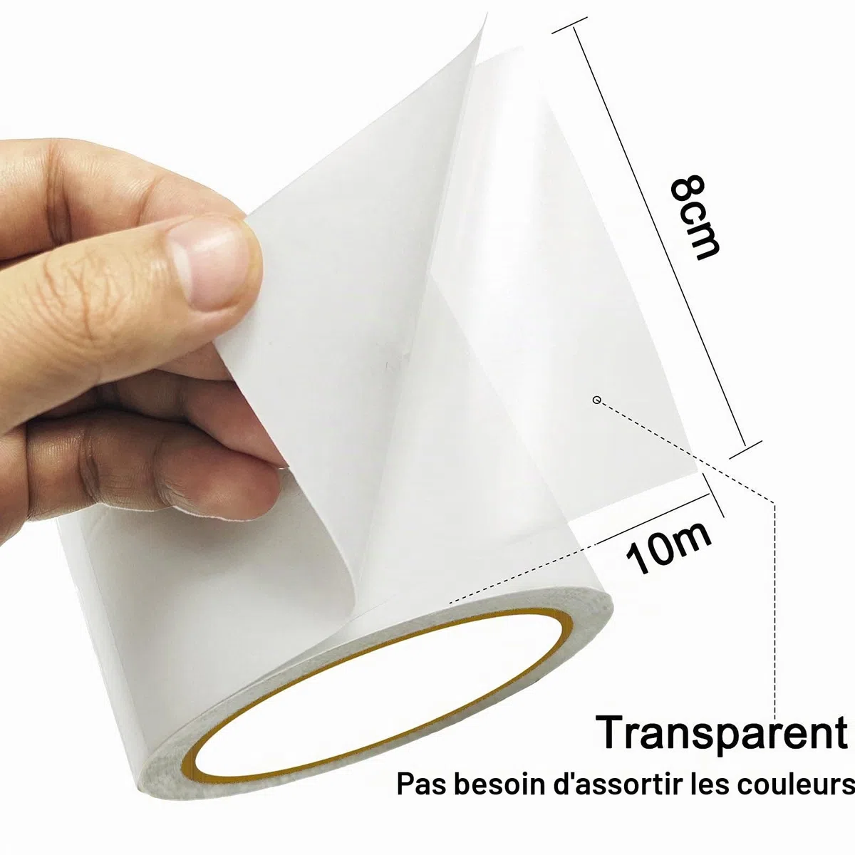 Ruban de réparation de tente invisible, 8 cm x 10 m, Patch Auto-adhésif Robuste pour Auvent Recouvert de PVC, Gazebo, Feuille de Couverture, Kit de Réparation de Bâche