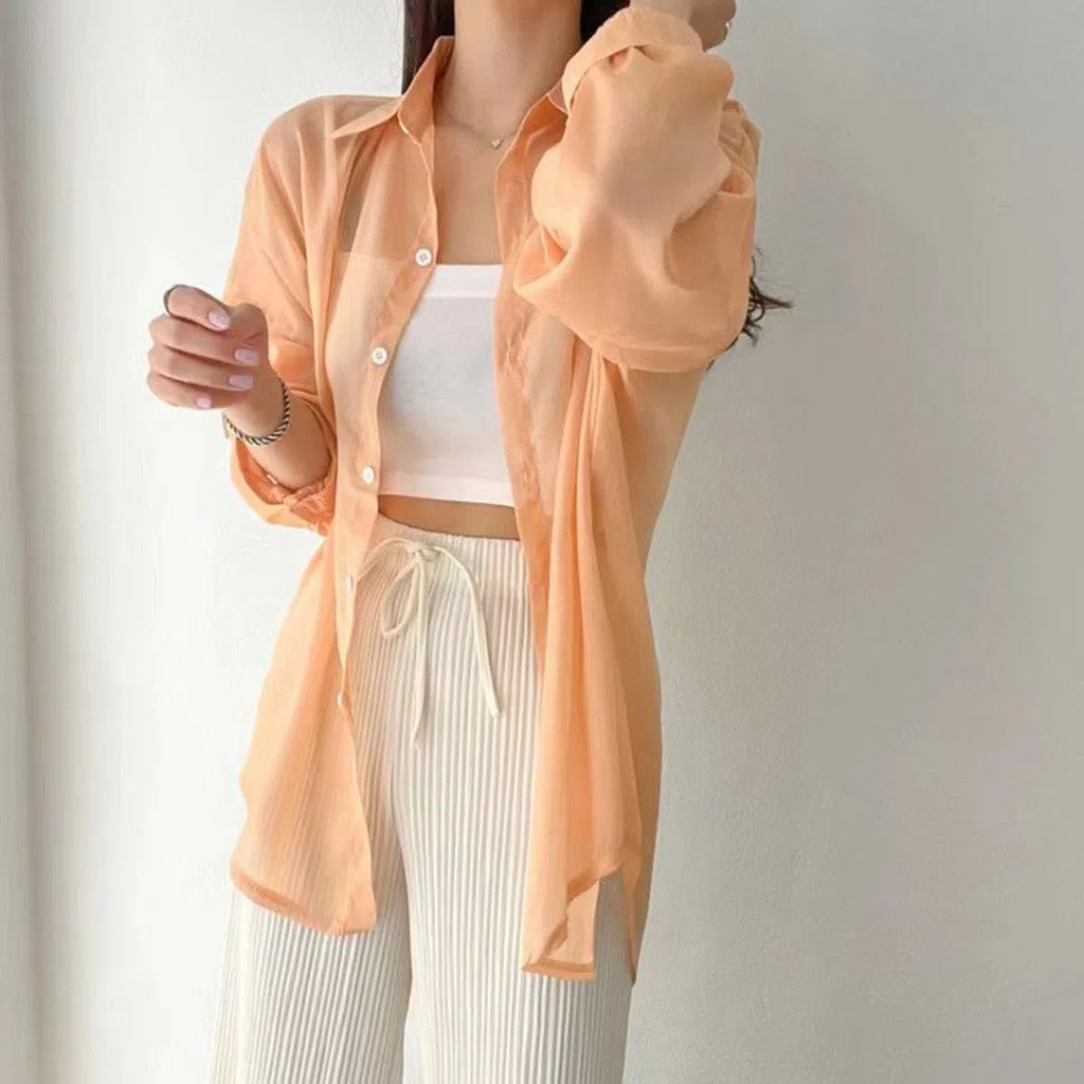 Chemise en Mousseline avec Protection UV, Couverture de Plage légère à Manches Longues, Chemise en Mousseline avec Protection Solaire pour Femmes