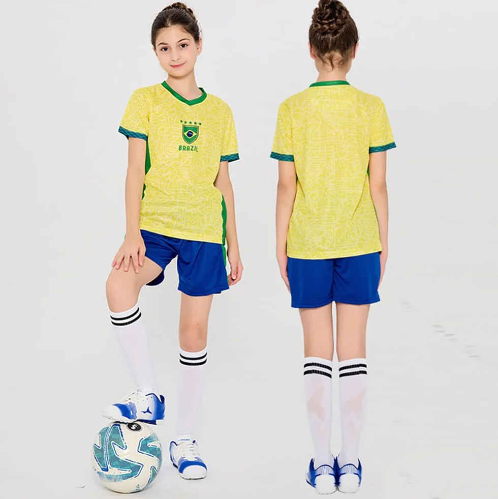 2026 Football Coupe Enfants T-Shirts & Shorts Ensemble Fans de Football Sport Casual Drapeau National Impression Garçons Filles Adolescent Séchage Rapide Jersey Maillot 100-170cm