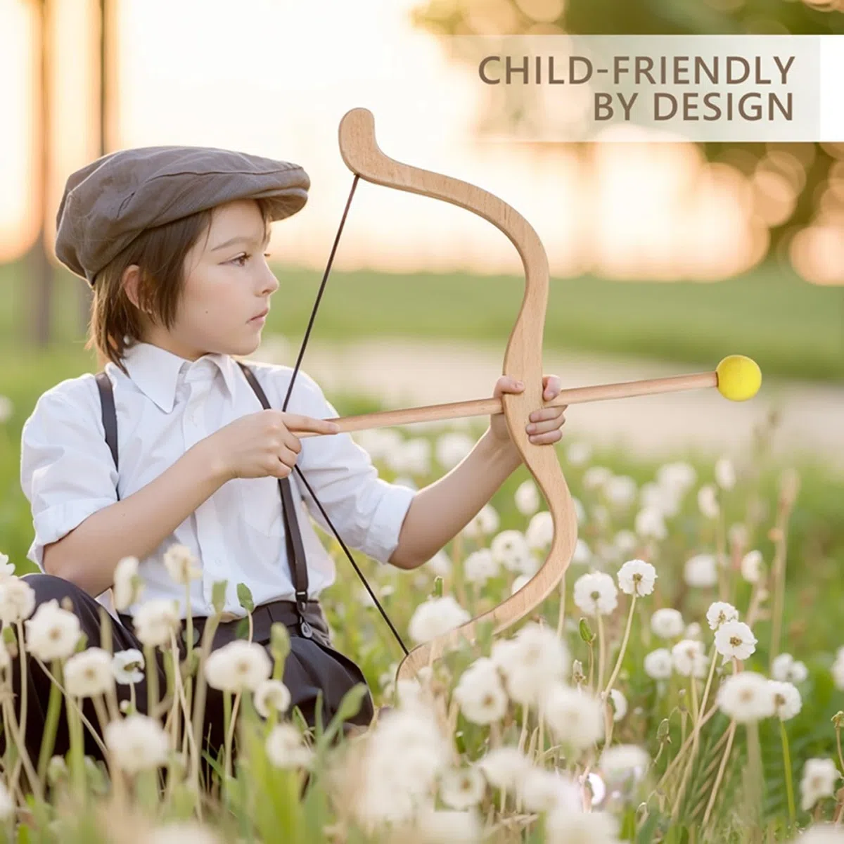 Ensemble d'arc et de flèches pour Enfants, Arc et flèche en Bois avec Pointe en Mousse sûre avec 3 cibles pour Jouer en intérieur en extérieur, Ensemble de tir à l' pour garçons Filles à par