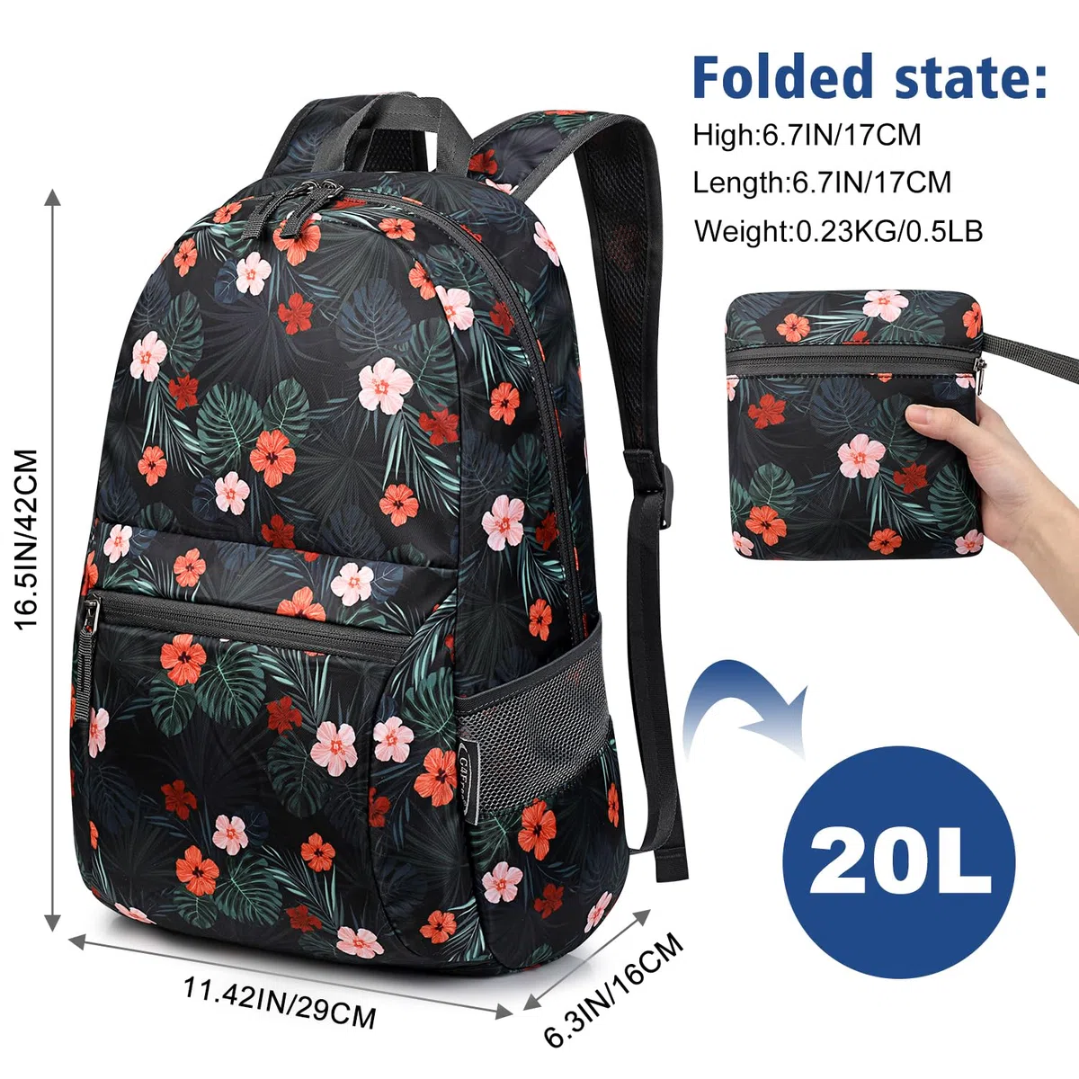 G4Free Sac à Dos Petit 20L Pliable Ultra-Léger Imperméable pour Camping Randonnée Vélo Homme Femme