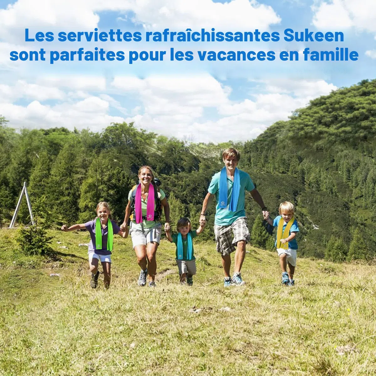 Sukeen Serviette de Refroidissement, 100x30cm Lot de 4 Serviettes Rafraîchissantes pour Le Cou, Serviette Sport Microfibre, Cooling Towel pour Entraînement, Fitness, Sports, Voyages, Yoga, Golf
