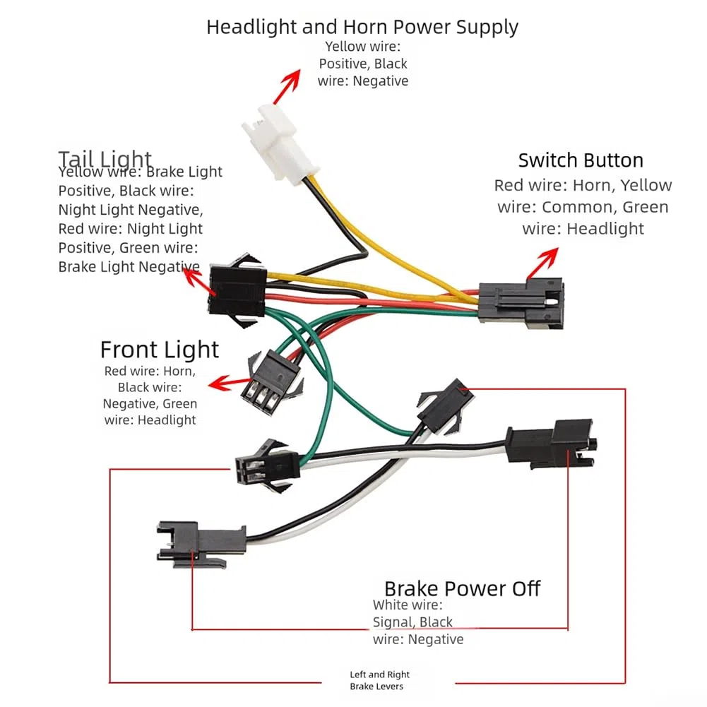 Kit d'éclairage pour vélo électrique 24V-48V, kit d'éclairage de vélo électrique avec phare LED, feu arrière et interrupteur de contrôle utilisateur pour une sécurité de conduite améliorée