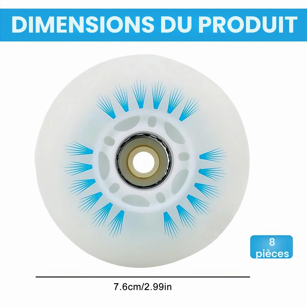 PORFOYO Lot De 8 Roues De Rollers En Ligne 72/76/80 MM, Avec Roulement À Billes, Roue De Roller, Roues Universelles En Polyuréthane Pour Tous Les Types De Patins À Roulettes (76MM)