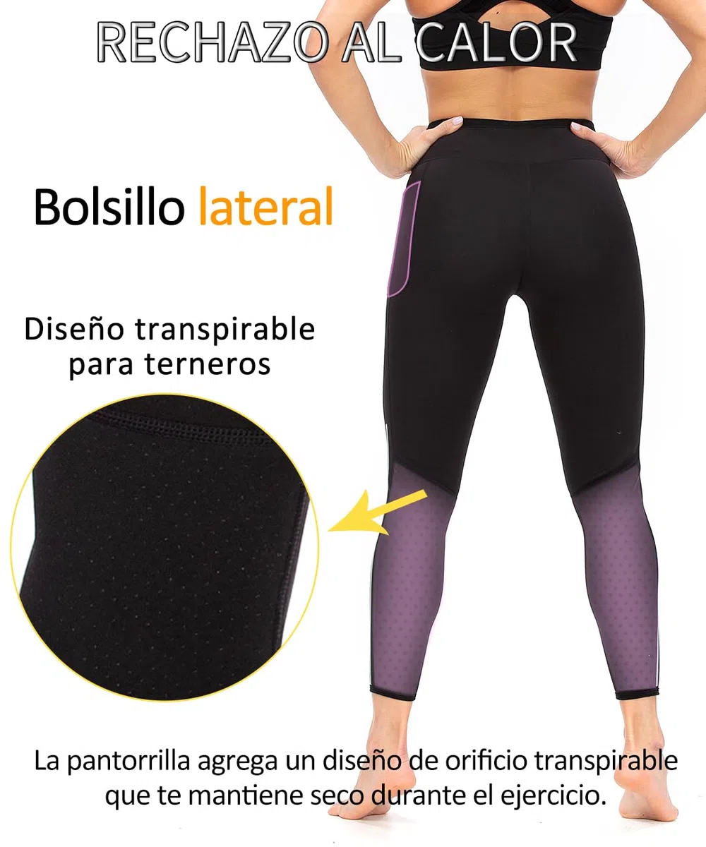 Sudation Pantalon Amincissante Ventre Plat Maigrir Leggings Poches Sauna Suit Entraînement en Néoprène Formateur Shaper Exercice Fitness Gym Yoga Sport Femme