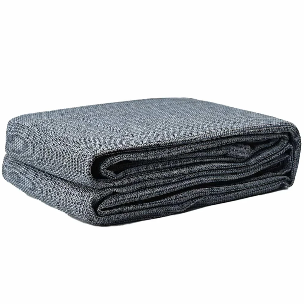 vidaXL Tapis de Tente Bleu et Gris 200 x 200 cm Polyéthylène, Tapis de Camping, Moderne, léger, Pliable, résistant aux UV, Facile à Nettoyer, pour l'été en Plein air