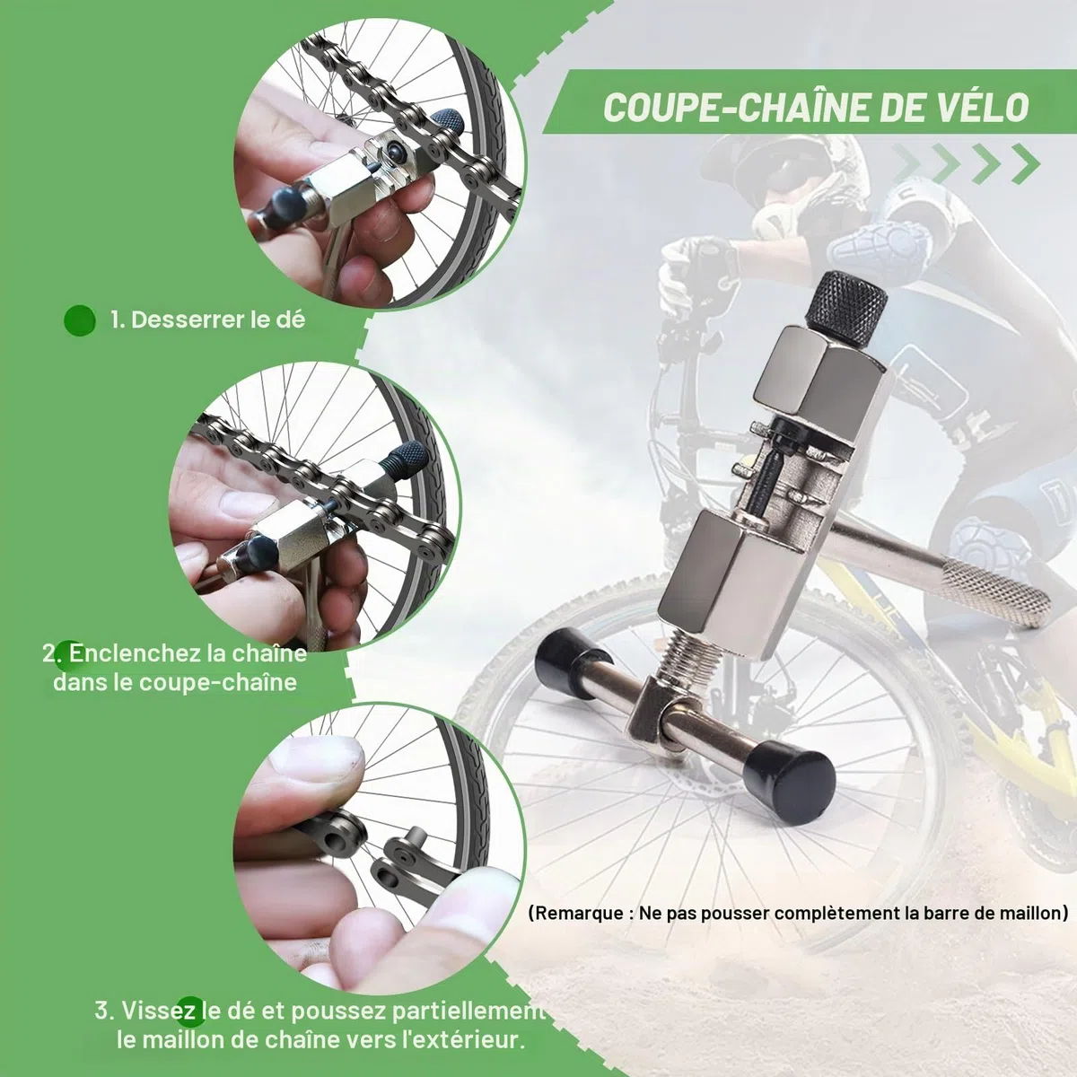 Kit de réparation de Pneu de vélo avec Outil 14 en 1, Mini Pompe à vélo, Coupe-chaîne, kit de Fixation Pratique pour vélos de Route et VTT