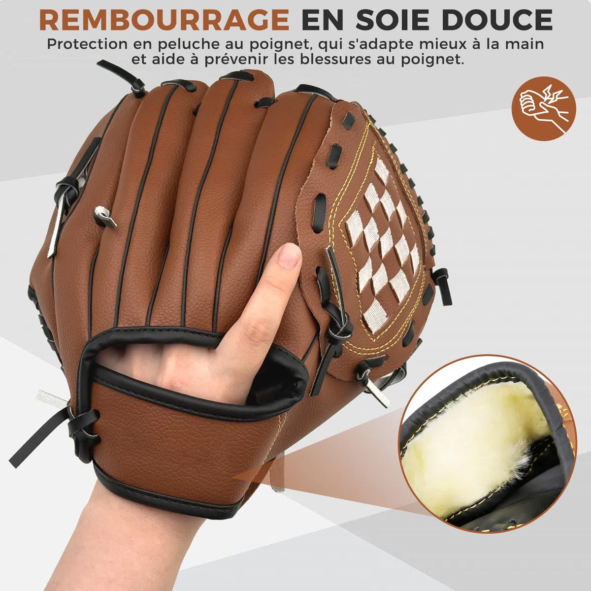 LeapBeast Gant de Baseball, Souple Gants de Softball, Réglable ​et Confortable PU ​Entraînement de Baseball pour Jeunes Adultes Gant de la Main Gauche