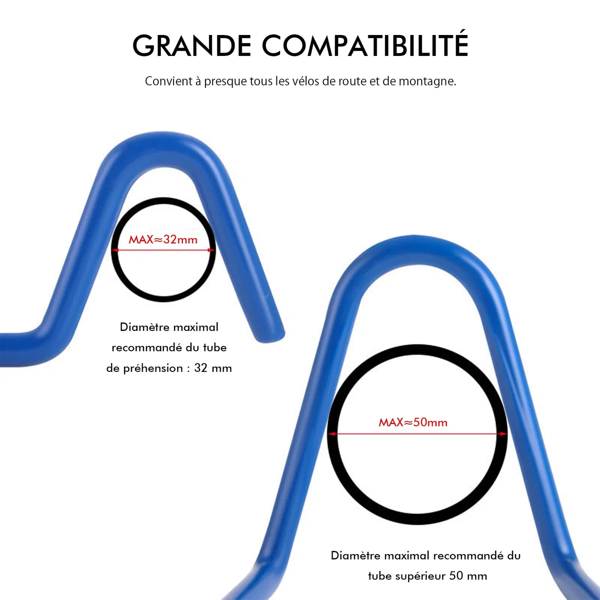 Mimoke Support de guidon de vélo - Stabilisateur pour vélo pour réparation et entretien, empêche la roue avant de tourner sur le support mural pour vélo