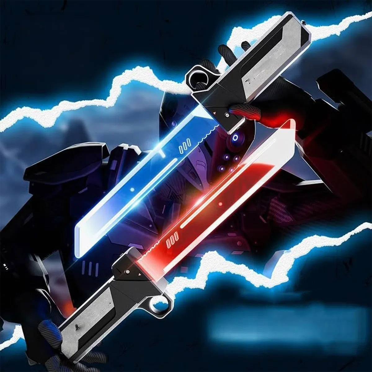Sabre laser rétractable enfichable, sabre lumineux LED 2 en 1 avec capteur de mouvement, épée lumineuse à double lame, épée réversible à poignée rotative du bout des doigts, pour cosplay (1set)