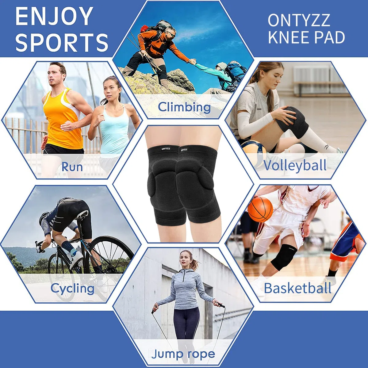 ONTYZZ Genouillère Volley Adulte Protege Genoux Adolescents Protection Genou Doux Genouillere Danse Haute Elasticité Epaississement Genouilleres Sport pour Handball VTT Yoga Basketball Genouillère XL