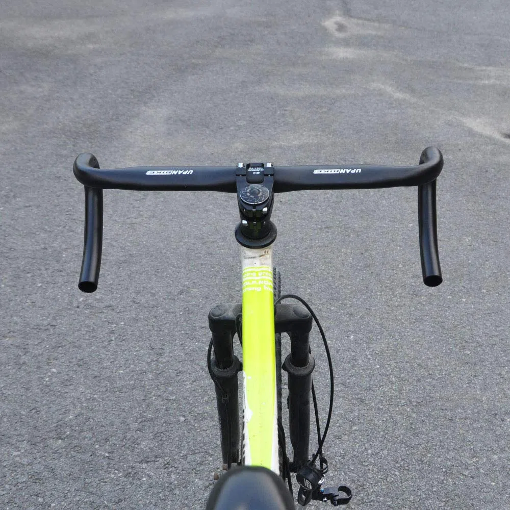 UPANBIKE Guidon cintré pour vélo de route à pignon fixe avec repose-mains 31,8 mm (noir, 31,8 mm)