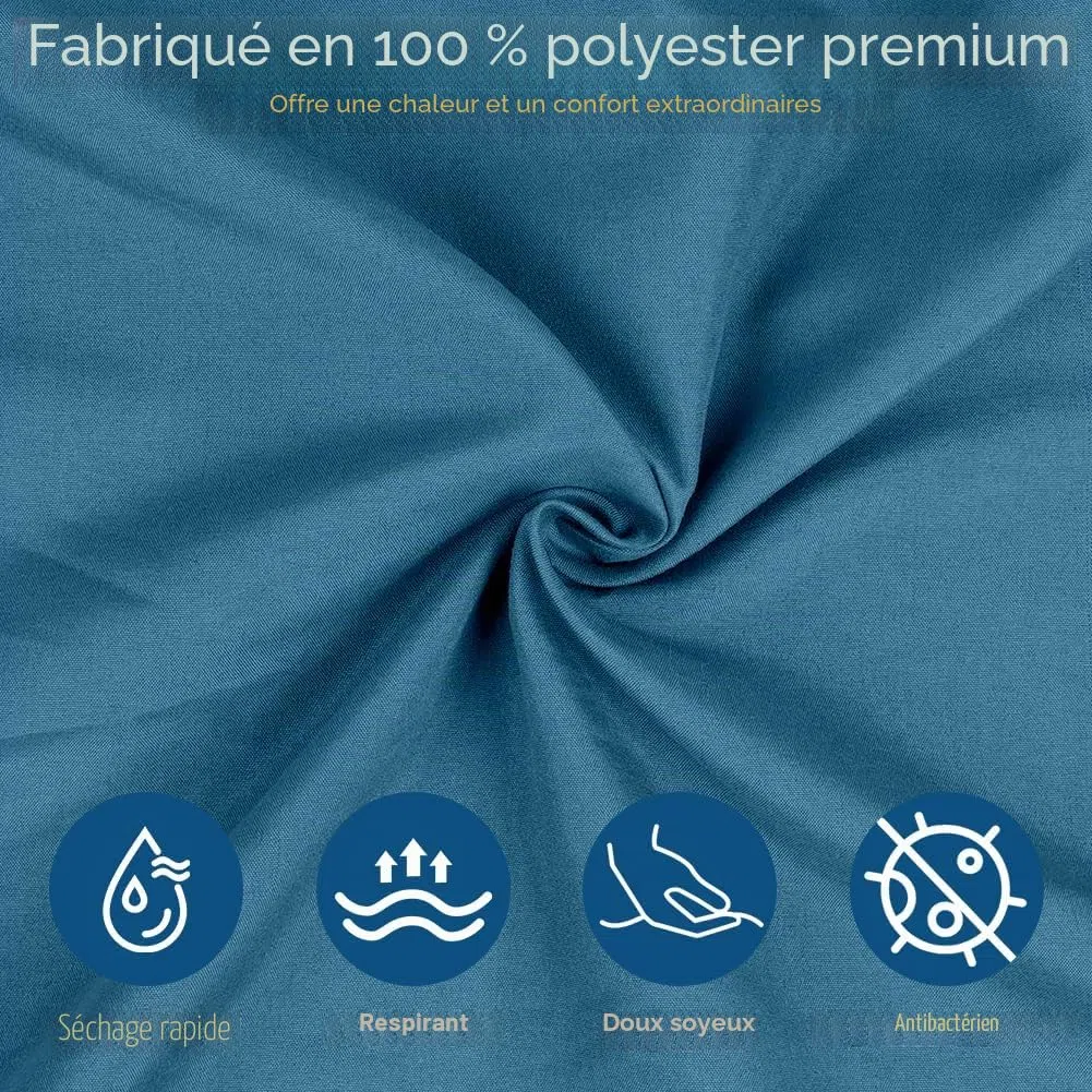 flintronic Drap de Sac de Couchage Léger, Sac de Couchage de Drap avec Compartiment pour Oreiller, Drap de Sac de Couchage Léger et Portable pour Voyage Hôtel Camping