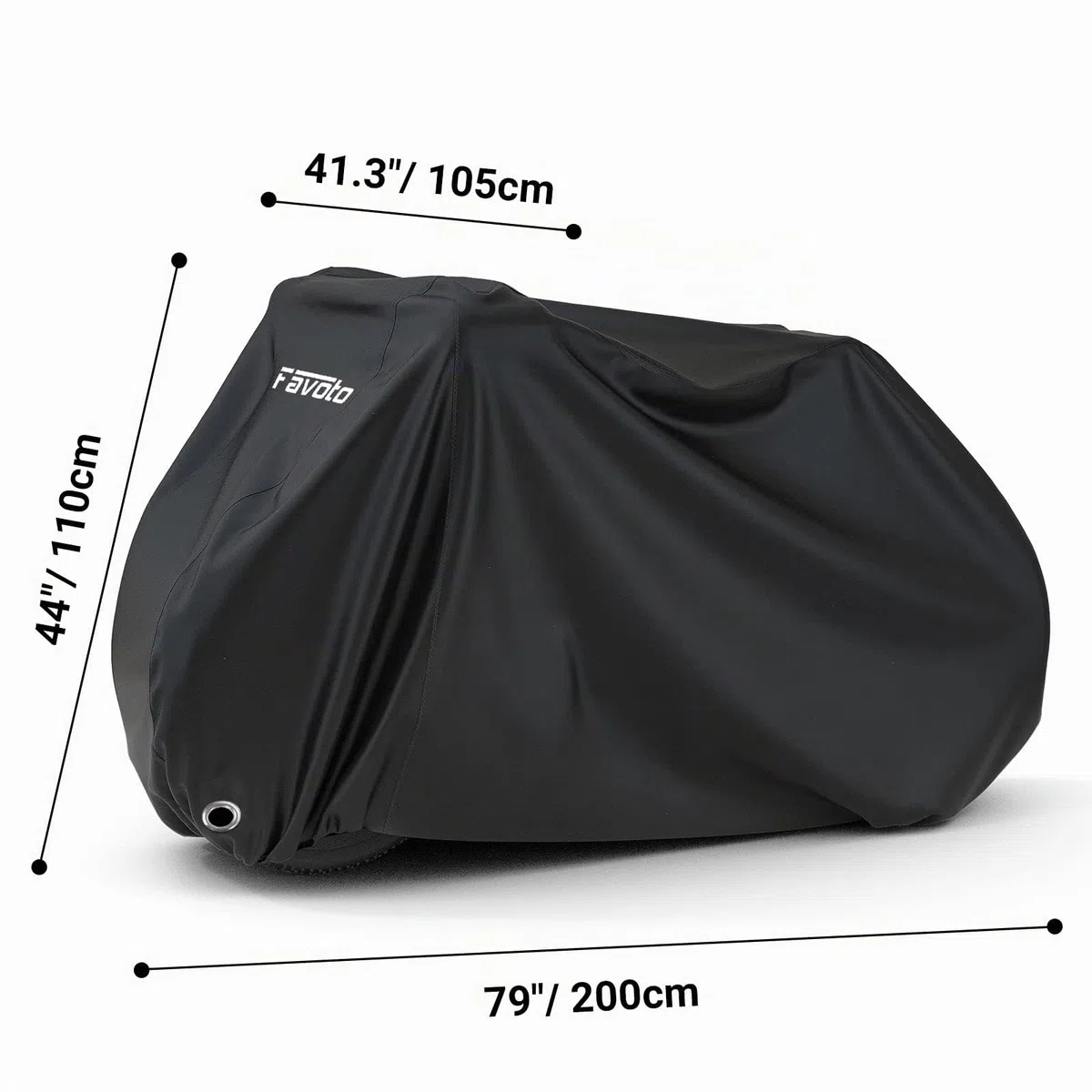 Favoto Housse de Vélo pour 2-3 Vélos, Bâche Protection de Bicyclette en 210D Oxford Imperméable Anti-Poussière Pluie UV Neige pour Vélo de Route VTT avec Ceinture, 200x105x110cm Noir