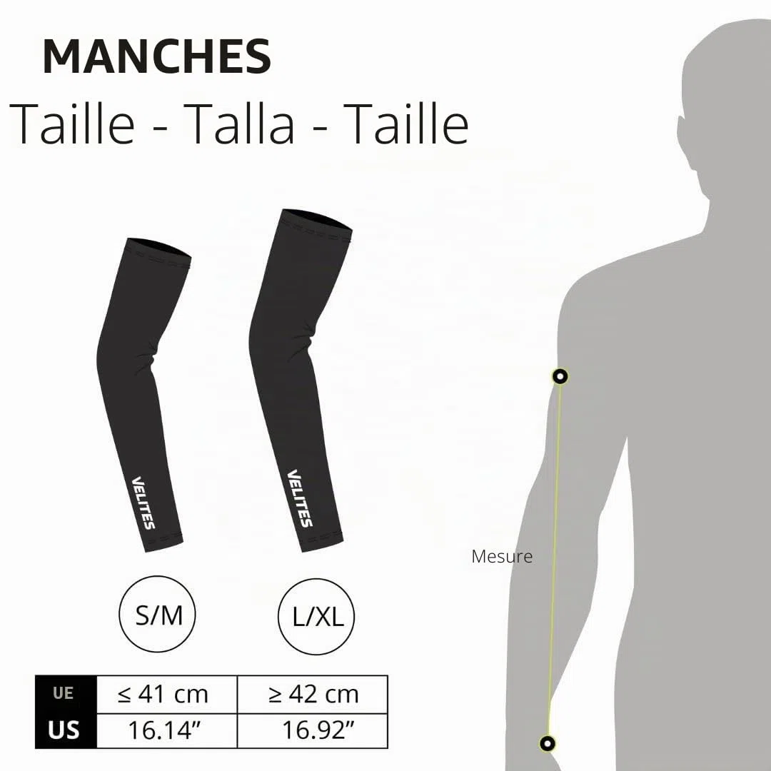 Velites Manches Dépotives de Bras Sleeves Black I Manches Compressives pour entraînement fonctionnel, cross training, exercices de gymnastique..I Couleur Unico