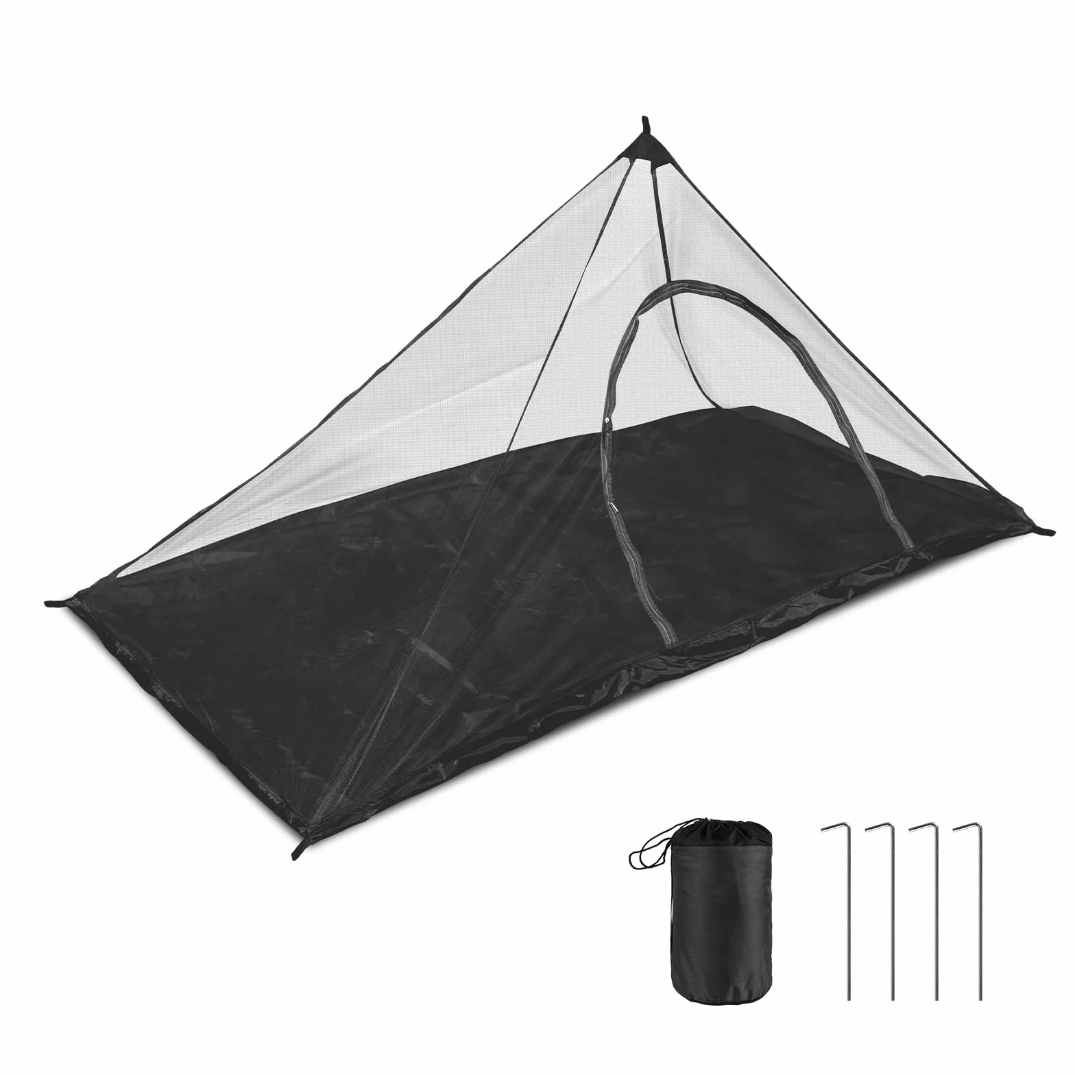 EFUTURETIME Moustiquaire Camping, 220 x 120 x 100cm, Voyage Léger Portable, Anti Moustique, Exterieur avec Porte Zippée pour Lit de Camping, Randonnée, Noir